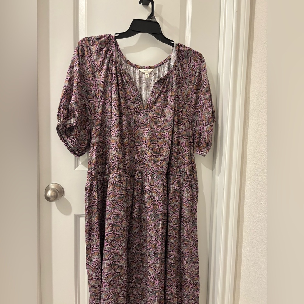 Terra & Sky Purple and Brown Patterned Dress NWT